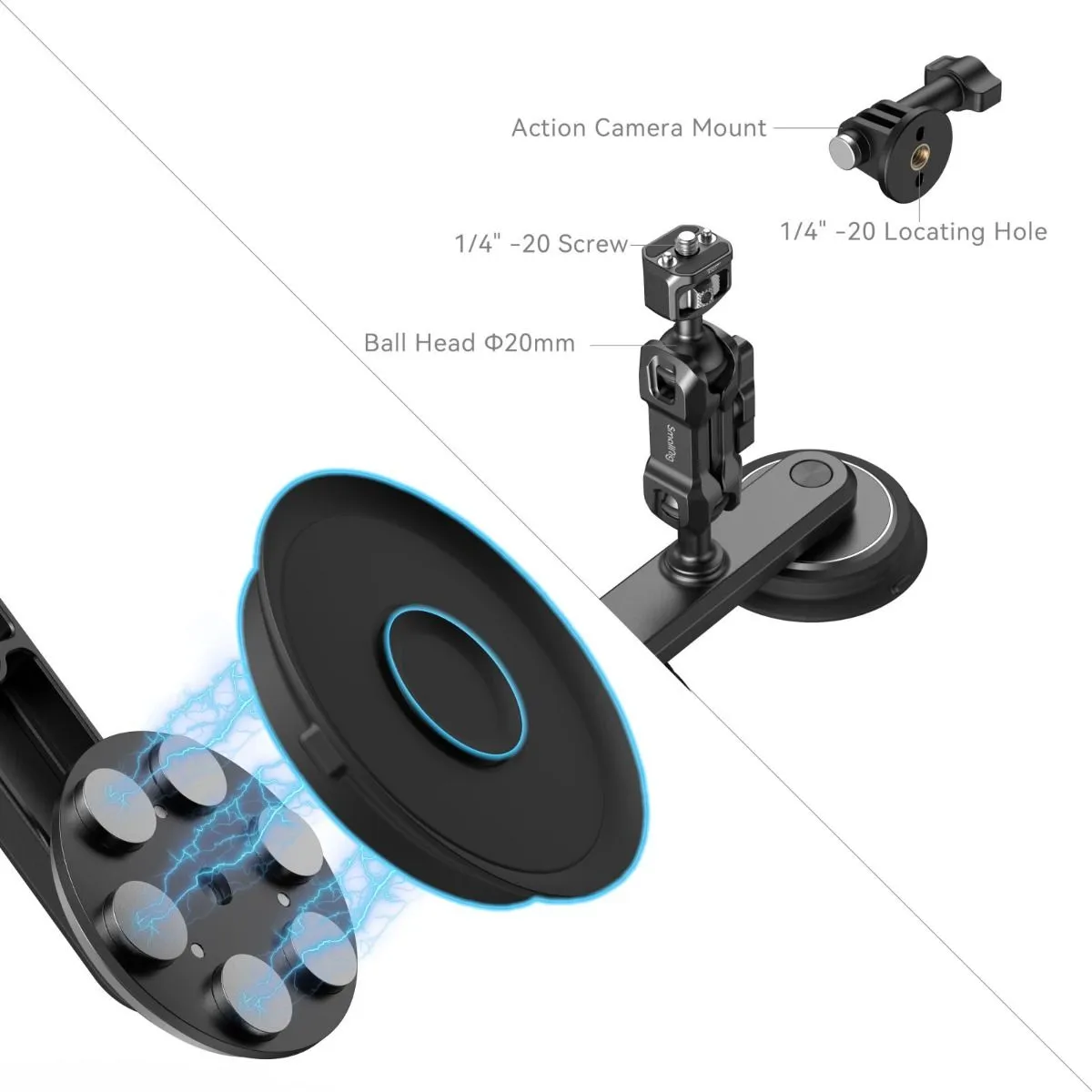 SmallRig Dual Magnetic Suction Cup Mounting Support Kit for Action Cameras 4467