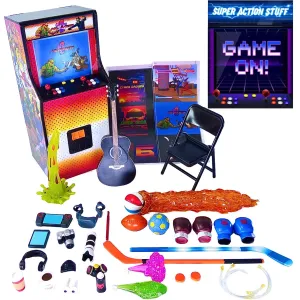 Super Action Stuff! Cat with Knives Arcade Game On! Action Figure Accessories Set