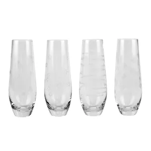 Top Shelf Decorative Stemless Champagne Glass Set, Set of 4