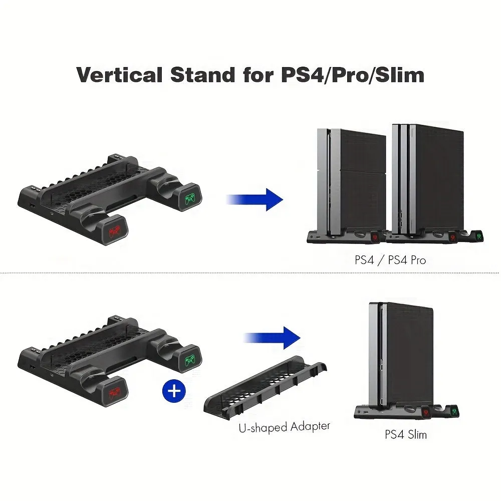 Vertical Stand Cooling Fan Station for PlayStation 4 All-in-One Charging Dock and Game Organizer