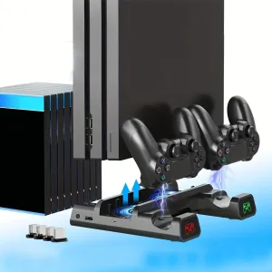 Vertical Stand Cooling Fan Station for PlayStation 4 All-in-One Charging Dock and Game Organizer