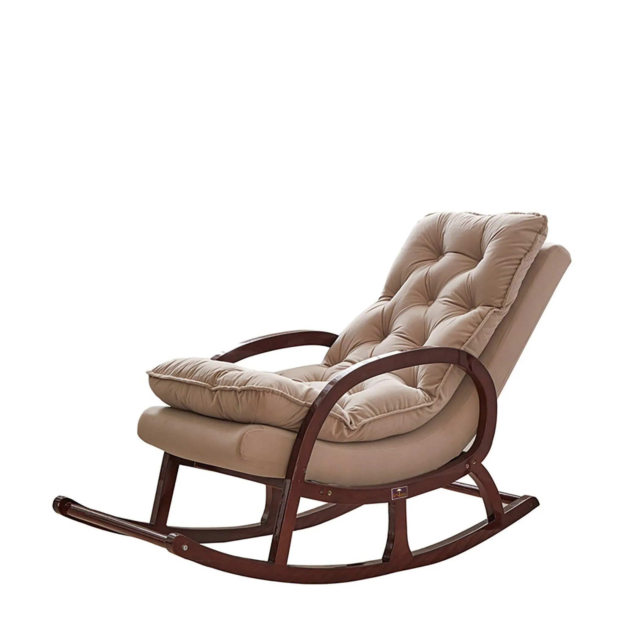 Wooden Rocking Chair Colonial and Traditional Super Comfortable Cushion (Walnut Finish)