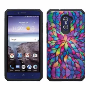 ZTE Grand X Max 2 Case | ZTE Imperial Max/Max Duo Slim Hybrid Dual Layer [Shock Resistant] Armor Case Cover for ZTE Grand X Max 2/Imperial Max/Max Duo LTE - Rainbow Flower